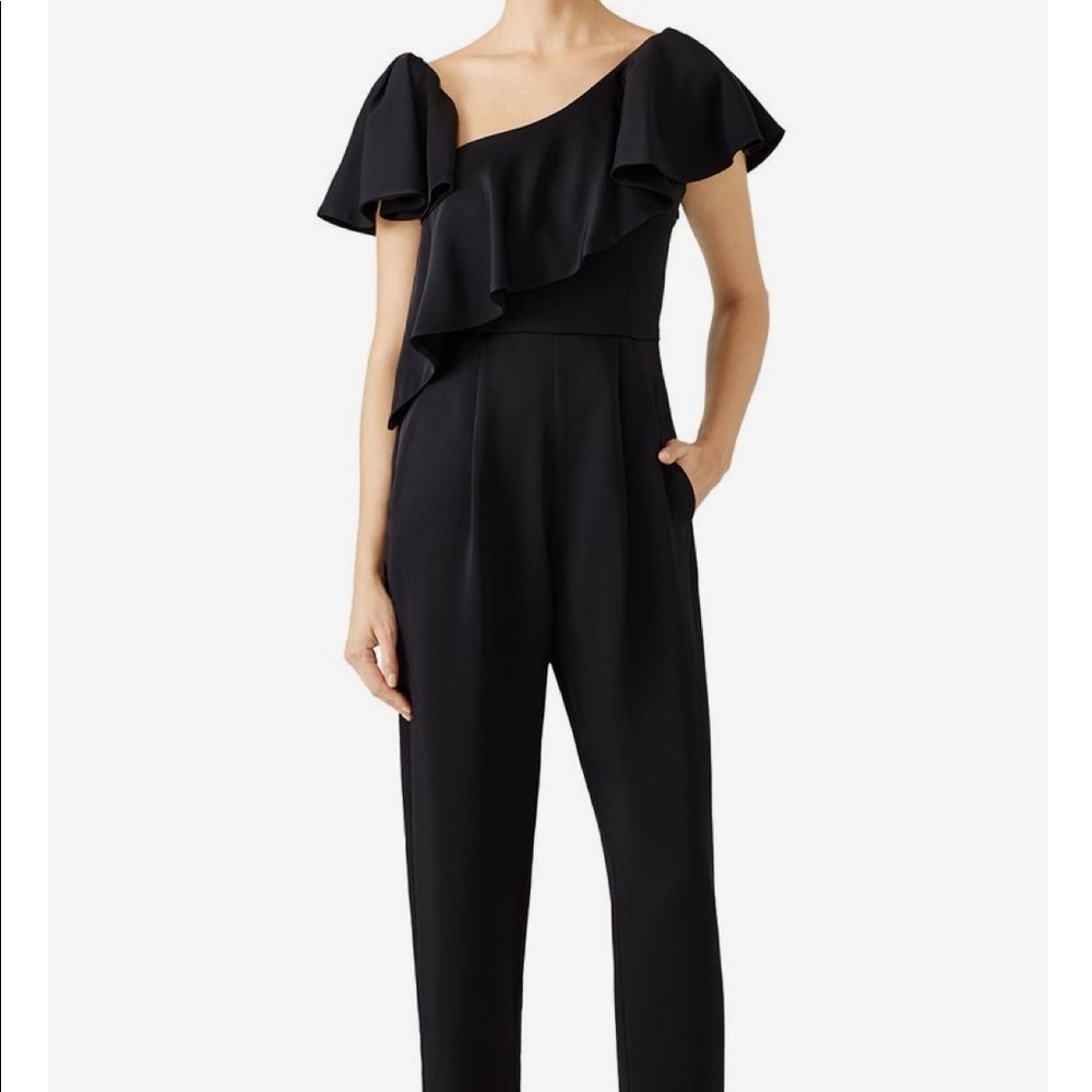 • Jill Jill Stuart • Black Crepe Ruffle Jumpsuit 8